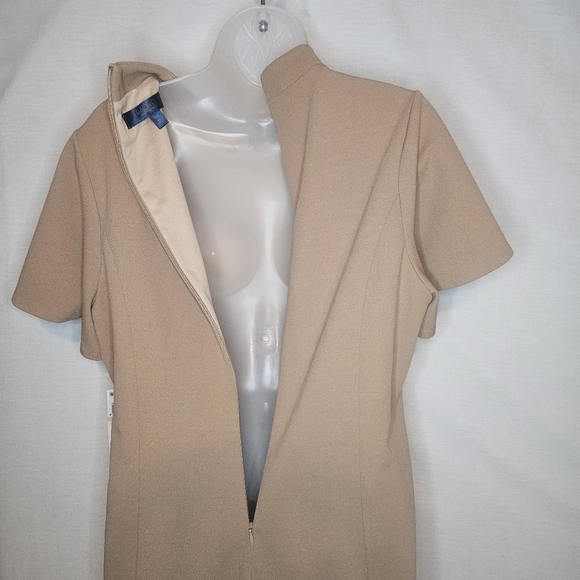 RACHEL Rachel Roy Sandlewood Flutter Sleeve Midi Dress PTP 21" NWT Nude Neutral - Picture 8 of 10